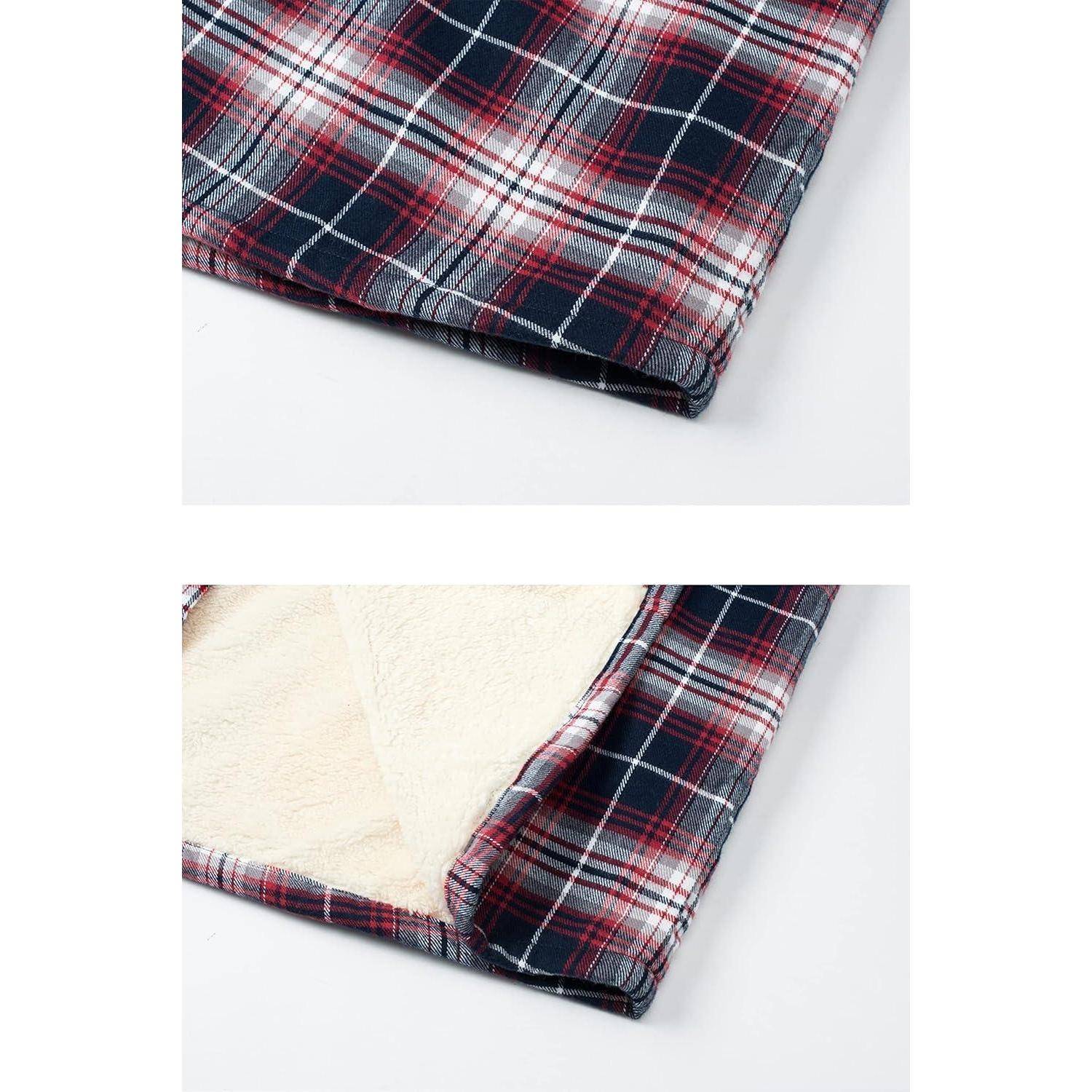 Thermohemd Herren Fleece Flanellhemd Holzfäller Winter XXL Rot Weiß