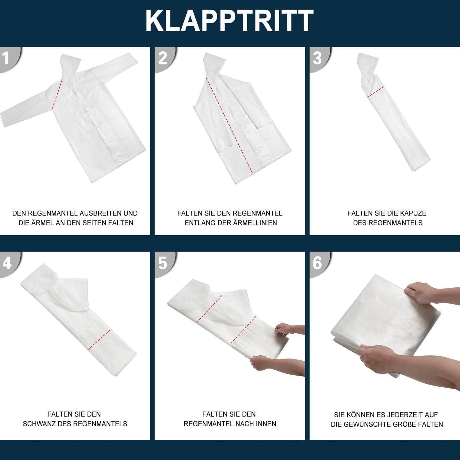 Regenponcho 2 Stück Damen Herren Wasserdicht Kapuze Weiß Erwachsener