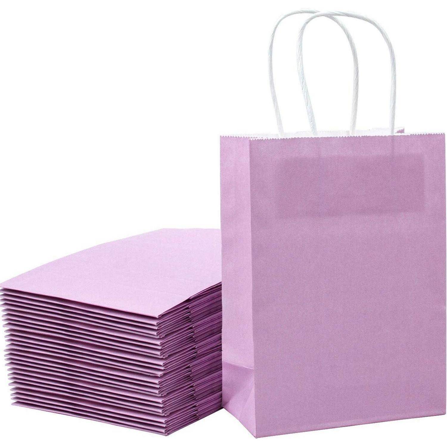 Papiertüten Kraft Griffe 25er Set Lila 21 x 11 x 27 cm