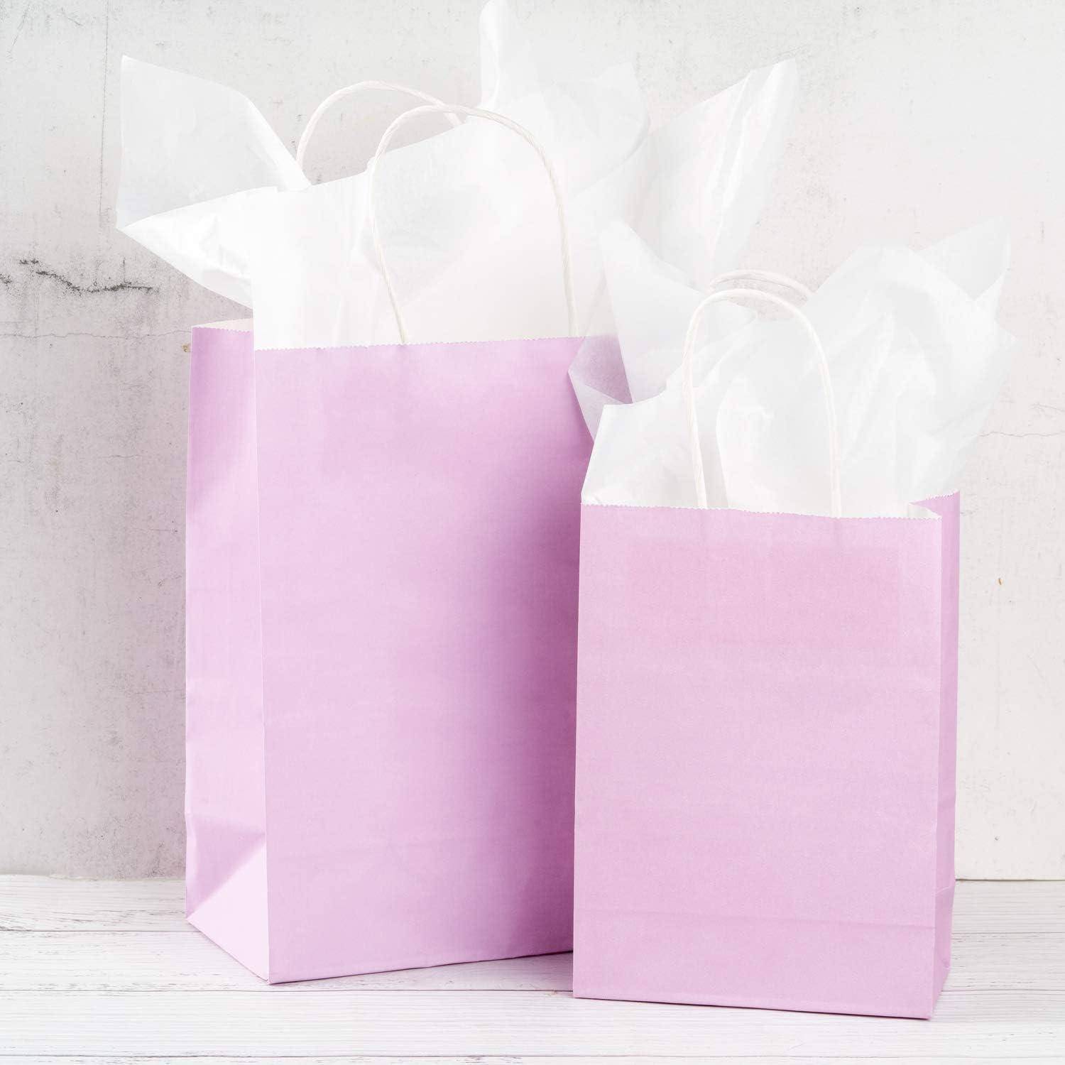 Papiertüten Kraft Griffe 25er Set Lila 21 x 11 x 27 cm
