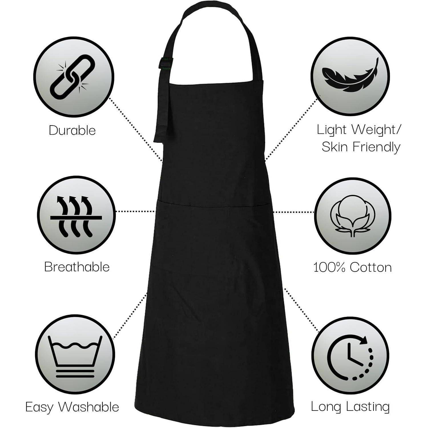 Kochschürze Baumwolle 69x89cm 3 Taschen Frauen Männer 1 Schwarz