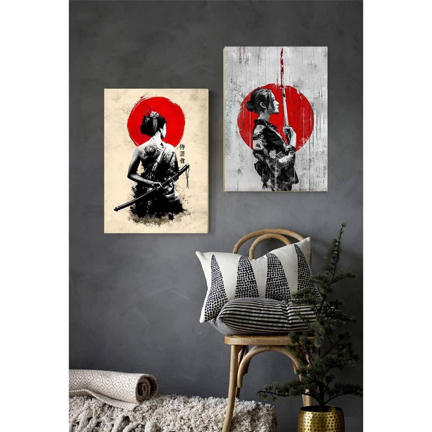 Leinwandbilder Japanisch Frau Kunstdrucke Wanddeko 3PCS 30x40cm