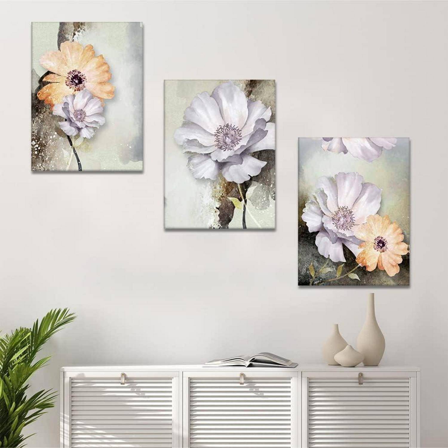 Leinwandbilder 3teilig Blume Kunstdruck 30x40 cm Blume 30x40cm