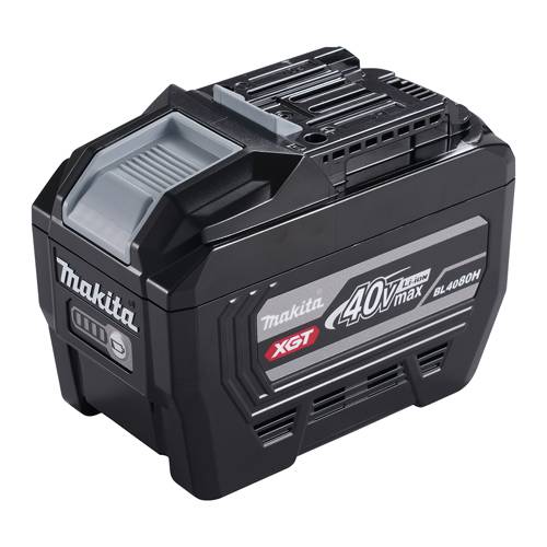 Makita 40V Max Lithium-Ionen-Akkupack mit der Bezeichnung 'BL4060H', der ein schlankes schwarzes Design aufweist und mit 'XGT' gekennzeichnet ist, was auf eine hohe Leistungsabgabe hinweist.