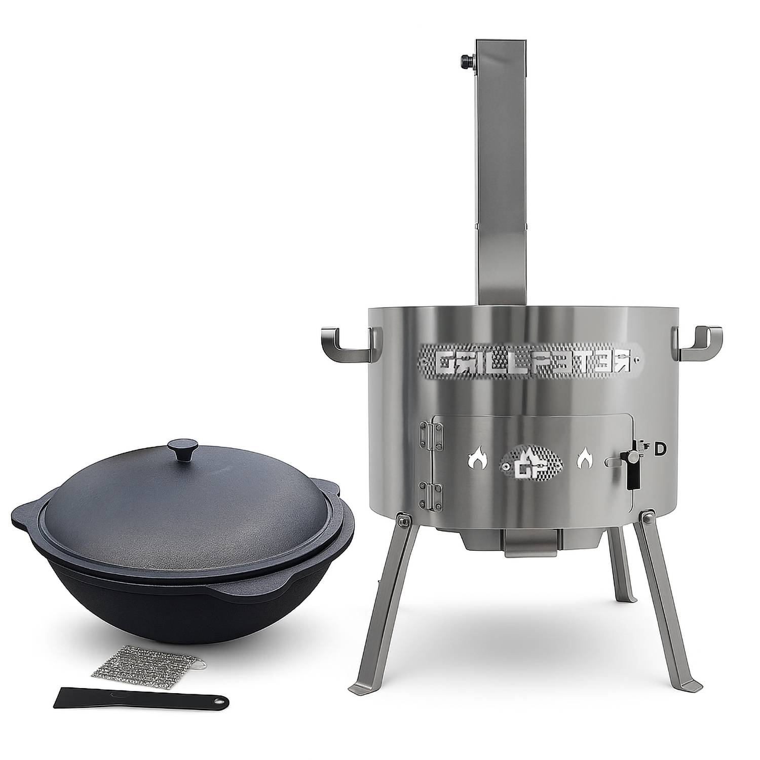 Utschak Timur Ø50 cm Edelstahl mit Kazan 22L und Zubehör