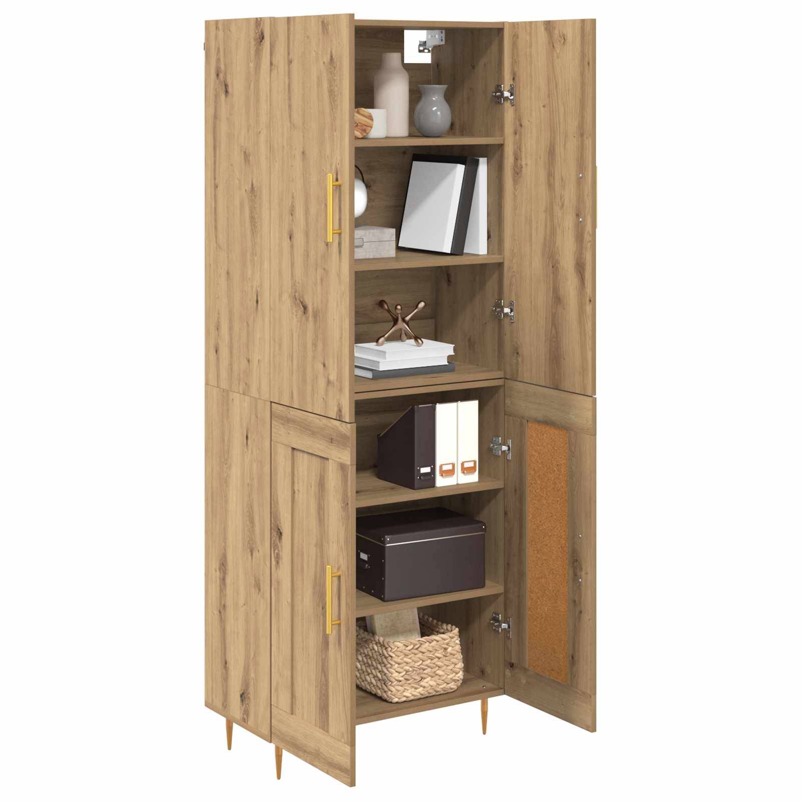 vidaXL Highboard Artisan-Eiche 69,5 x 34 x 180 cm Holzwerkstoff