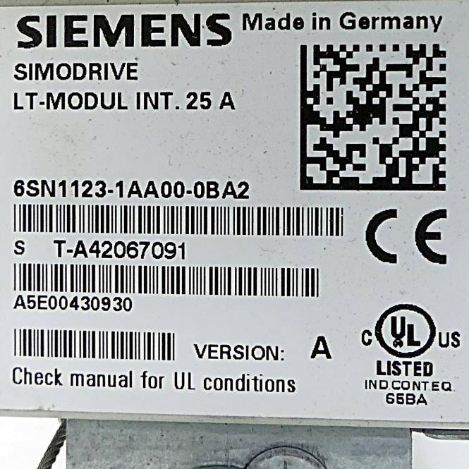 Siemens Simodrive LT-Modul TNT. 25A Simodrive TNT. 25A (6SN1123-1AA00-0BA2)