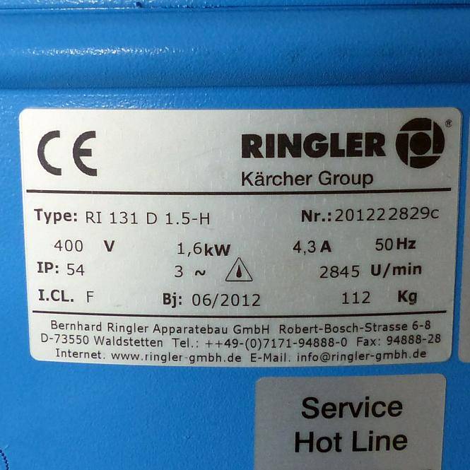 Ringler Mobiler Industriesauger 201222829c (RI 131 D 1.5-H)