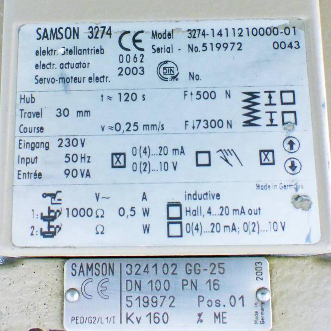 SAMSON Elektrischer Stellantrieb (3274-1411210000-01 DN 100)