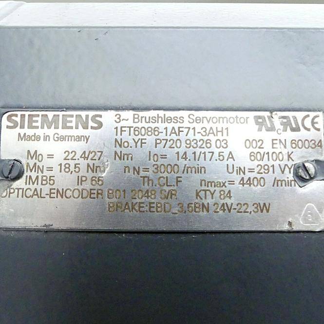 Siemens Bürstenloser Servomotor (1FT6086-1AF1-3AH1)