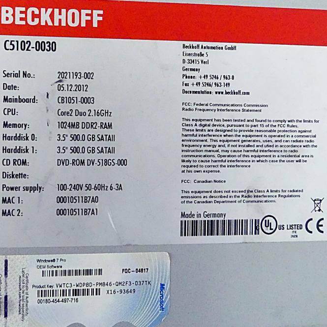 BECKHOFF Industrie-PC (C5102-0030)