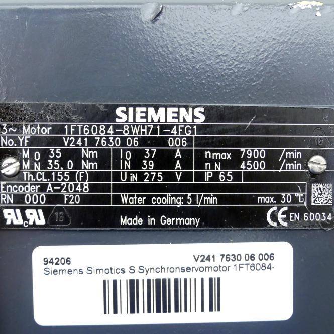Siemens Synchronservermotor SD.NC60ST-1FT6 (1FT6084-8WH71-4FG1)