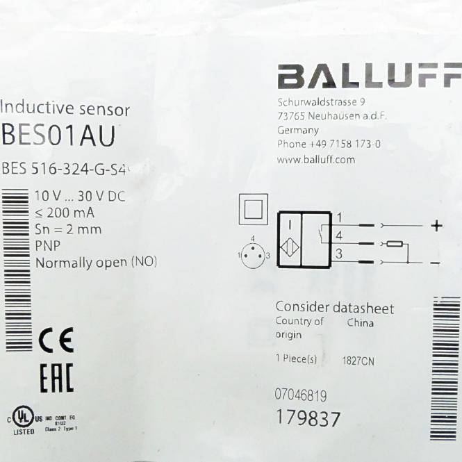 BALLUFF Induktiver Sensor BES01AU (BES 516-324-G-S49-C)