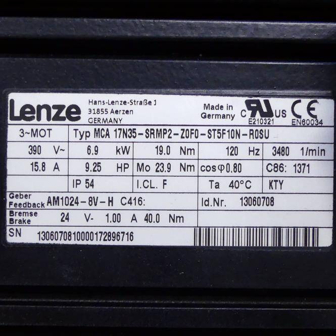 Lenze Servomotor mit Getriebe MCA 17N35-SRMP2-Z0F0-ST5F10N-R0SU (13060708)