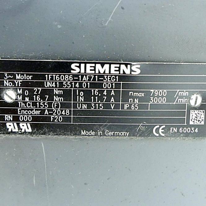 Siemens Bürstenloser Servomotor (1FT6086-1AF71-3EG1)