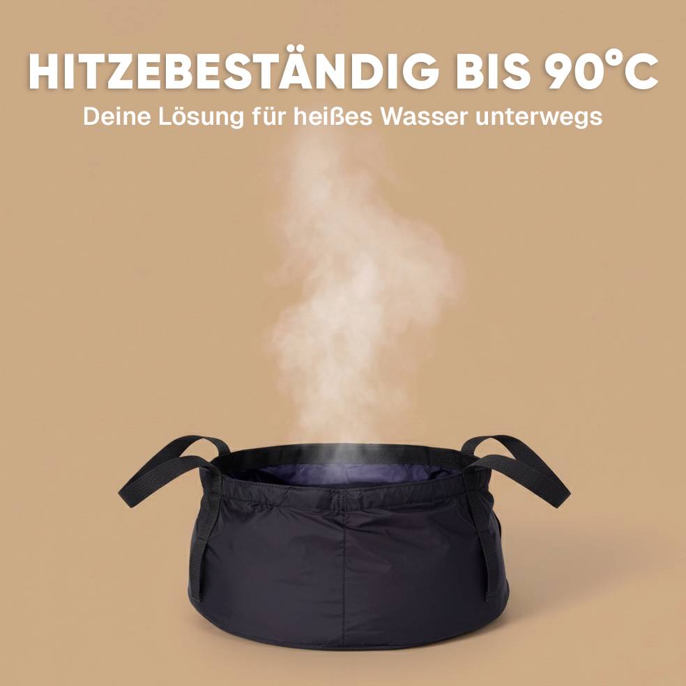 EVOCAMP Faltschüssel Camping, Faltbare Spülschüssel 8,5L, Wasserdicht und hitzebeständig bis 90 °C, Kompakt und platzsparend