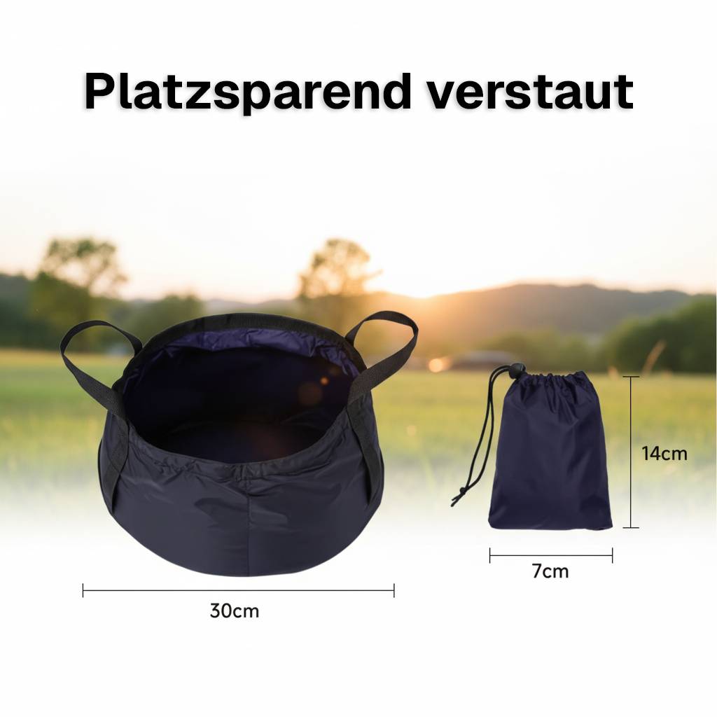 EVOCAMP Faltschüssel Camping, Faltbare Spülschüssel 8,5L, Wasserdicht und hitzebeständig bis 90 °C, Kompakt und platzsparend