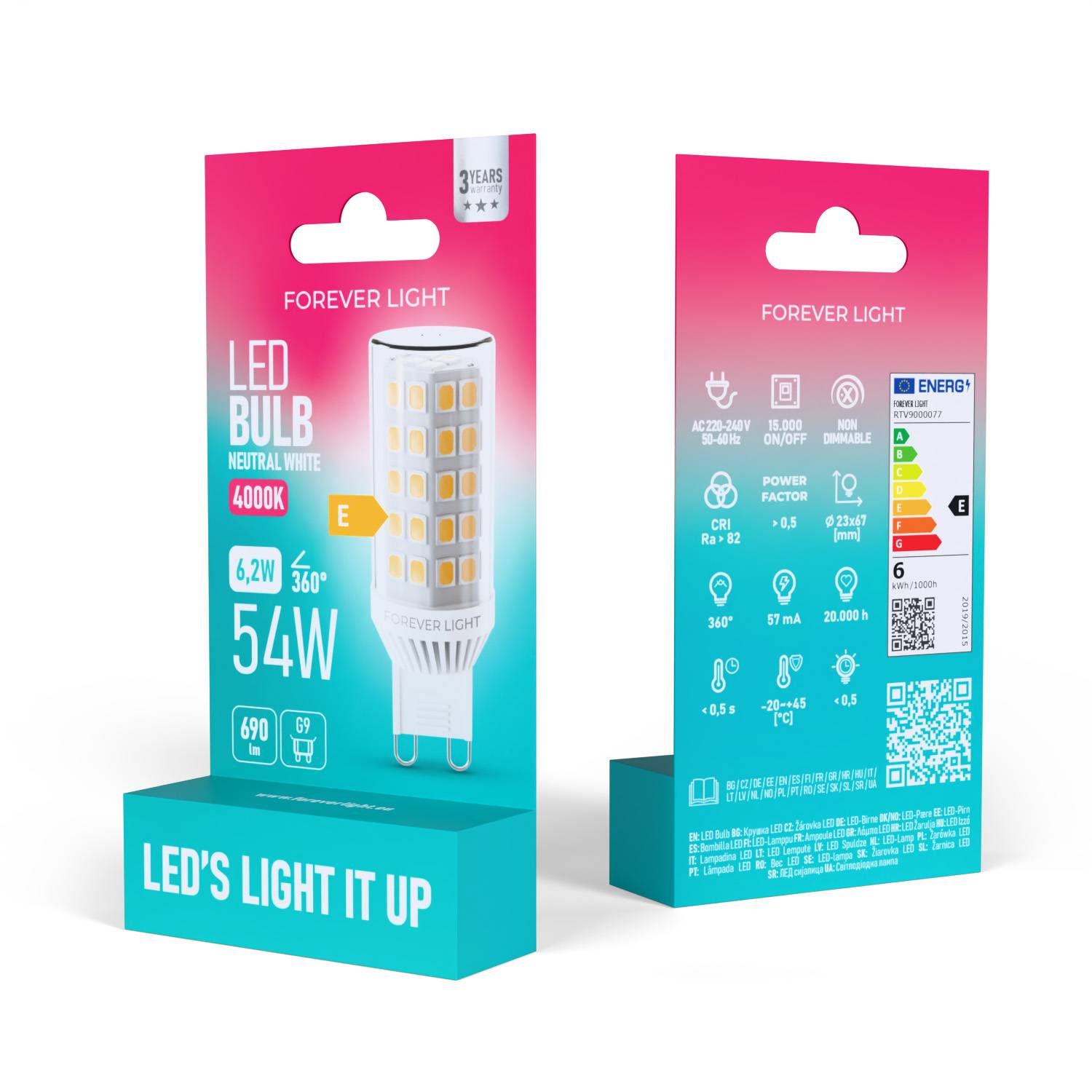 Forever Light LED Lampe G9 6.2W 690lm Neutralweiß 4000 K Keramik Energieklasse E