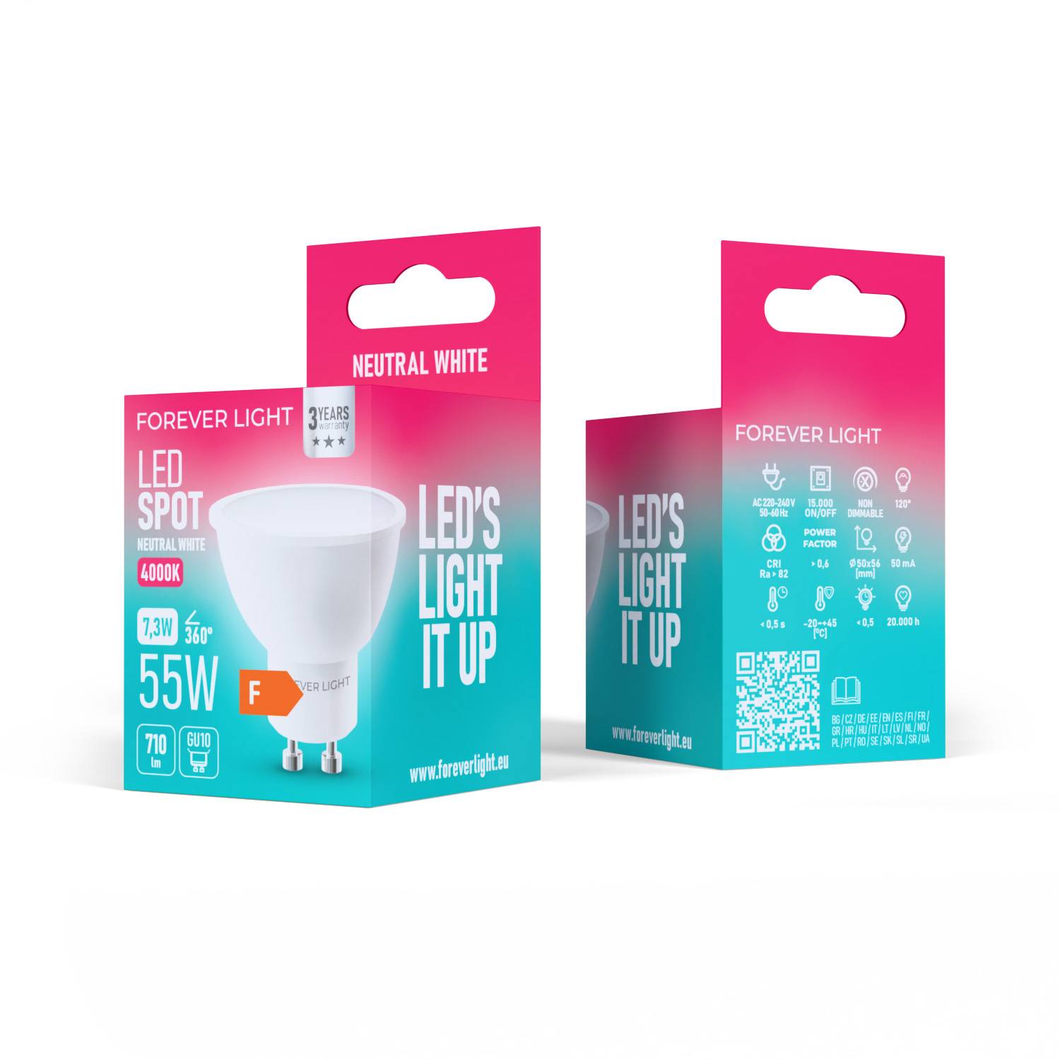 Forever Light LED Lampe GU10 7.3W 710lm Neutralweiß 4000 K Energieklasse F