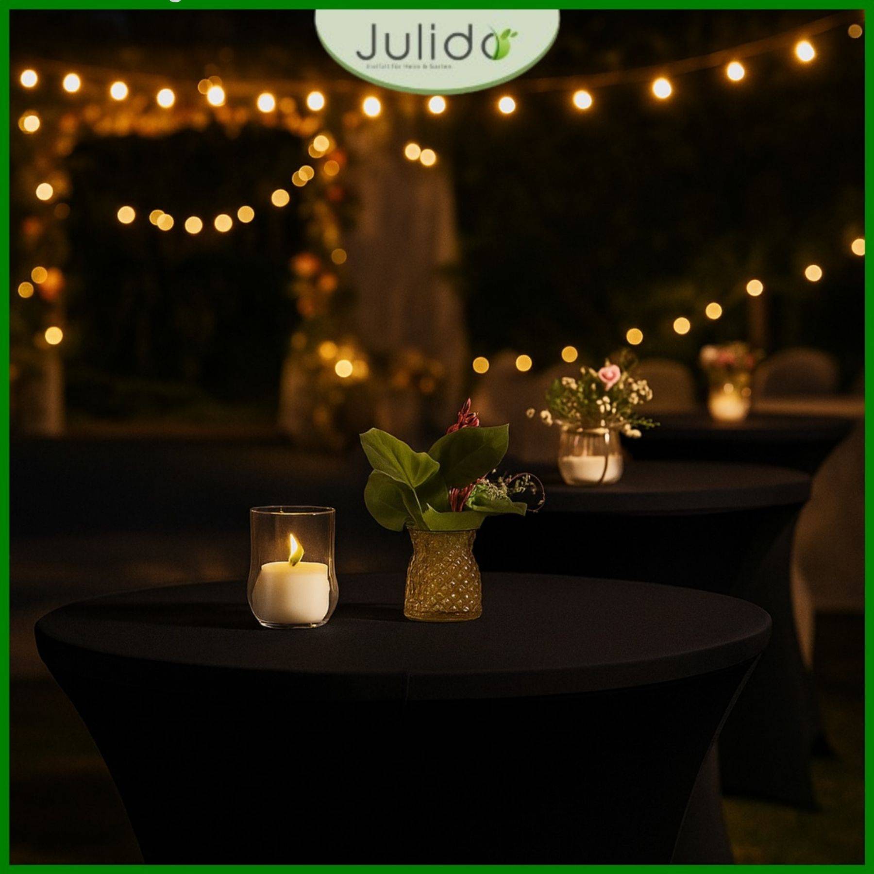 Julido Stehtischhusse Schwarz Ø80cm – Stretch Husse für Hochzeit, Party & Event