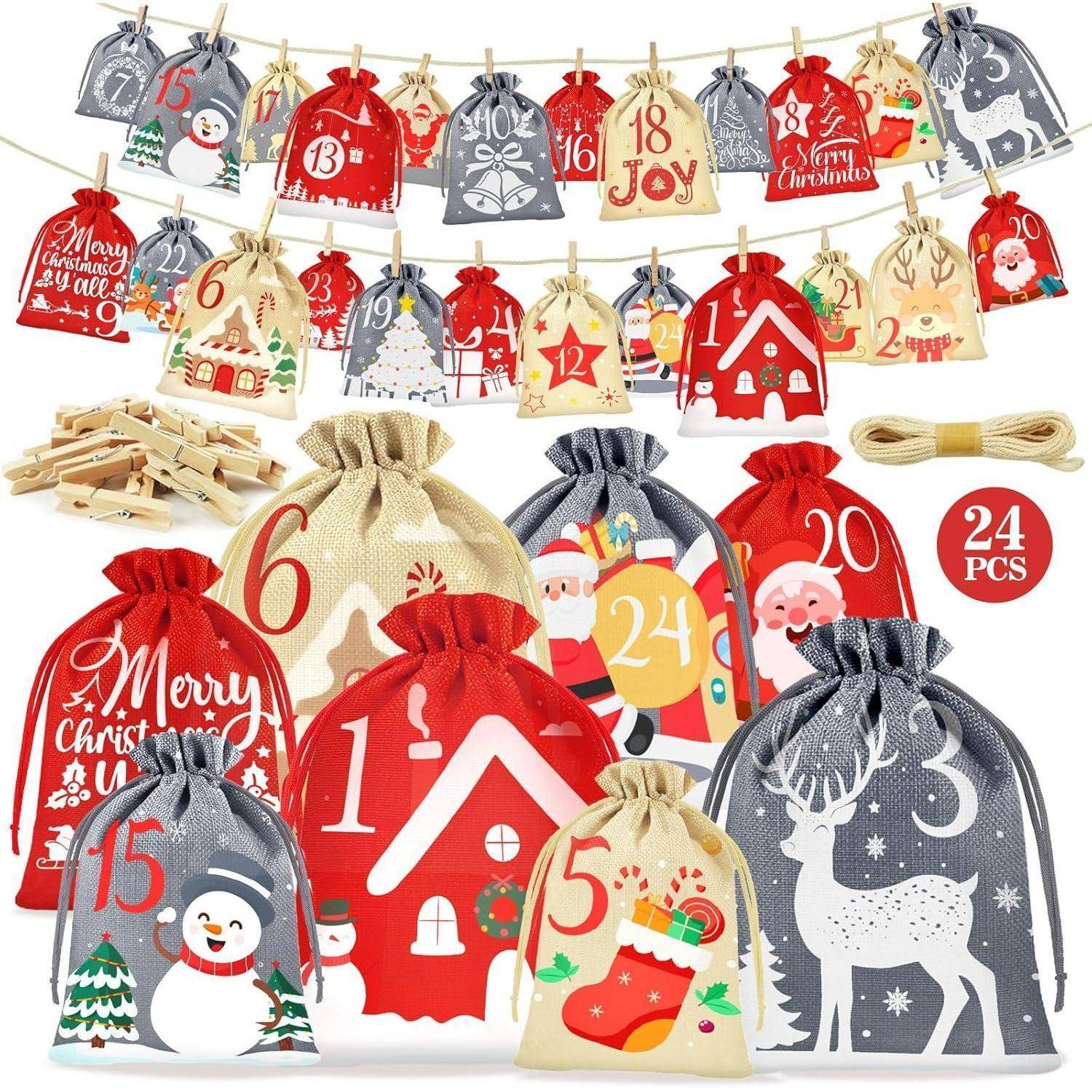 Adventskalender Befüllen 24 Säckchen Kinder Erwachsene Stoffbeutel