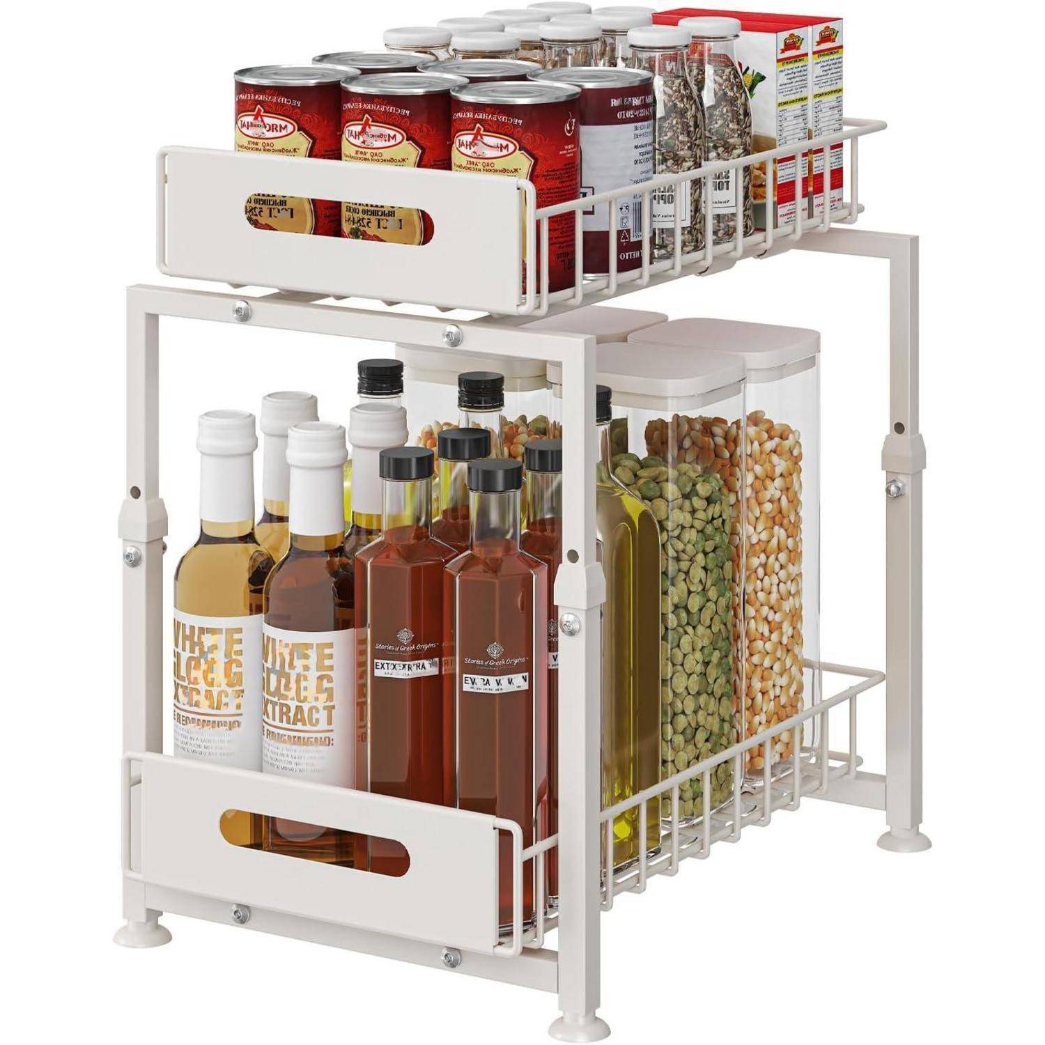 Unterschrank Organizer Küchenregal 2 Etagen Weiß Modell-B