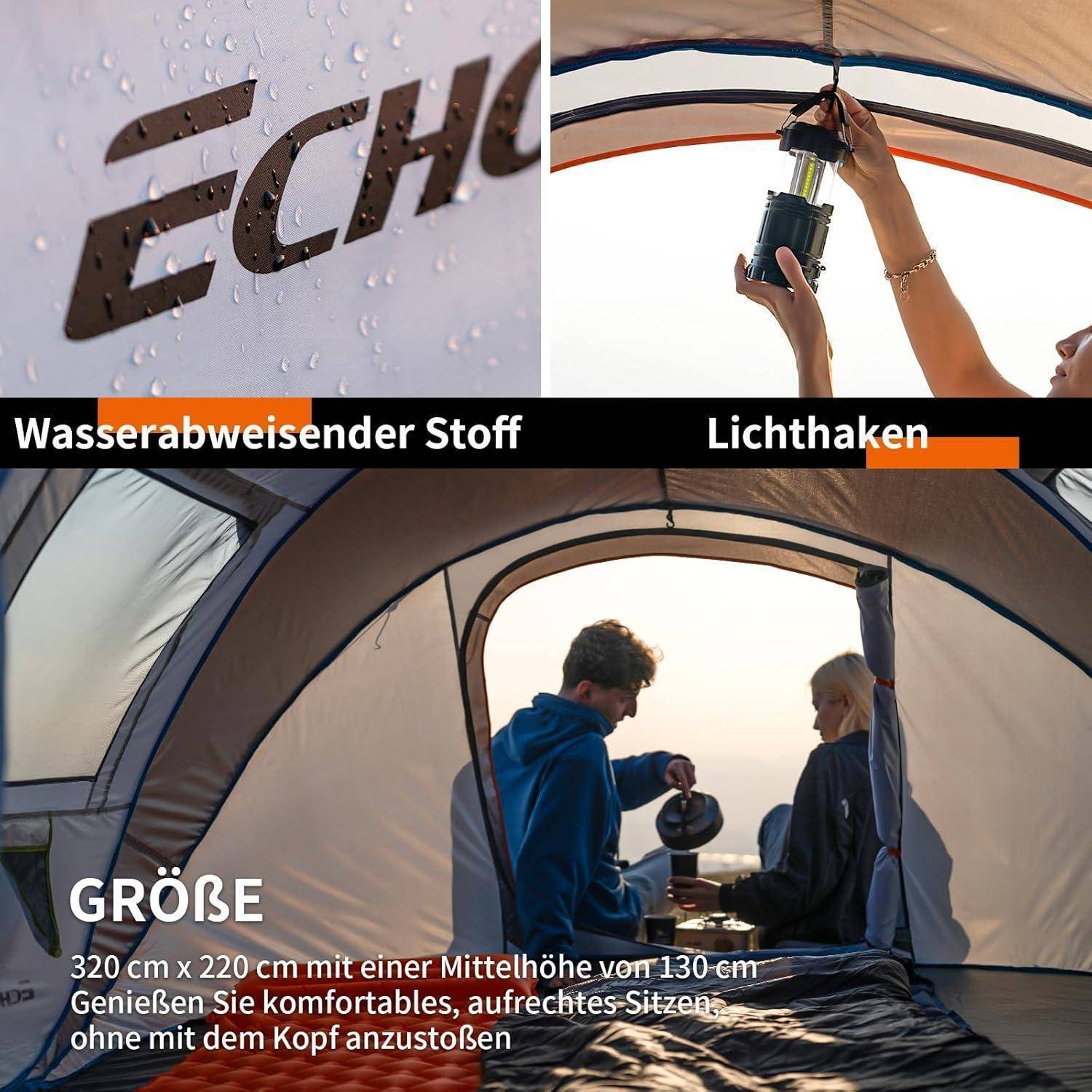 Zelt Pop Up Wurfzelt Wasserdicht 4-8 Weiß & Braun (5-8 Personen)