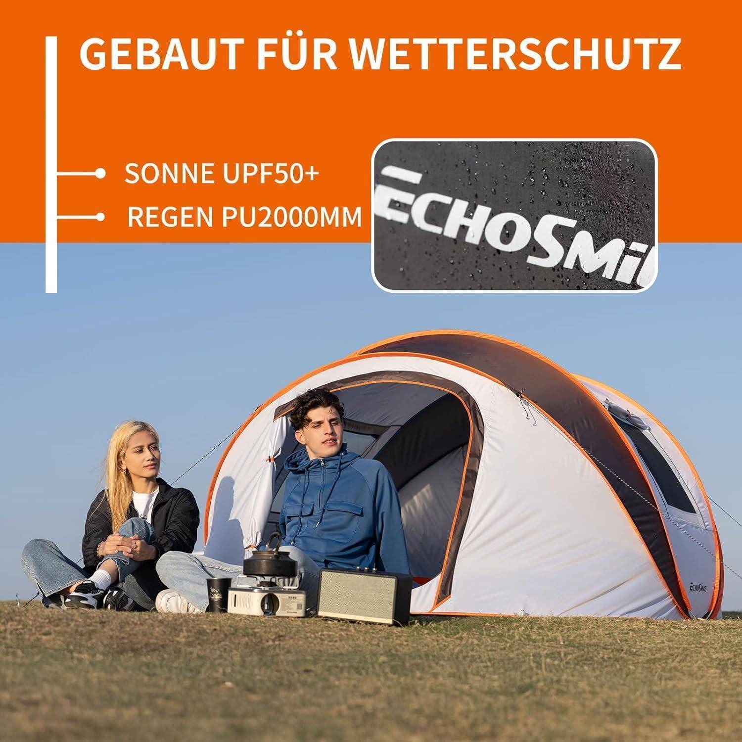 Zelt Pop Up Wurfzelt Wasserdicht 4-8 Weiß & Braun (5-8 Personen)