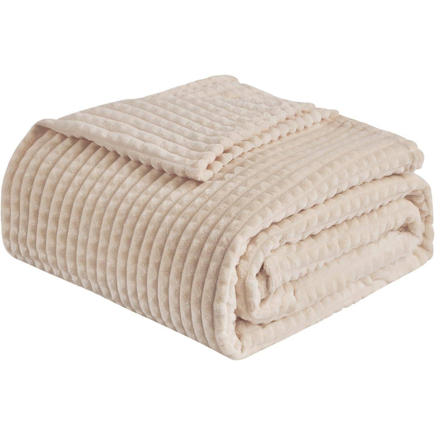 Kuscheldecke Fleecedecke Tagesdecke Couchdecke 3D 01-beige 230 x 270cm
