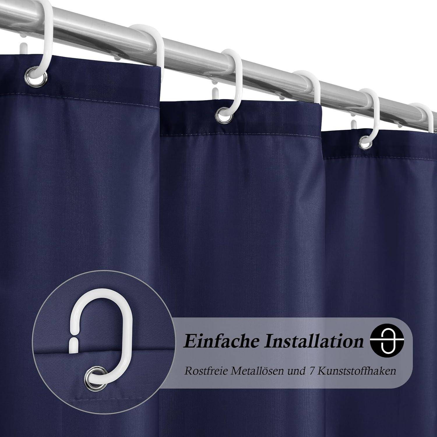 Duschvorhang 100x200 wasserdicht Dunkelblau H200 x B100 cm (1er Pack)