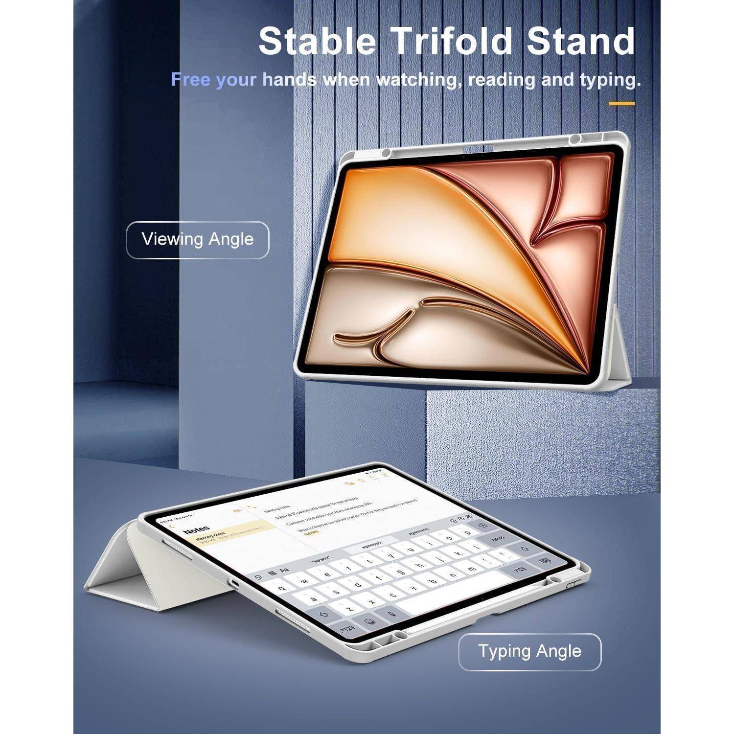 Hülle iPad Air 13 M3 M2 Stifthalter Transparent Auto Schlaf Weiß