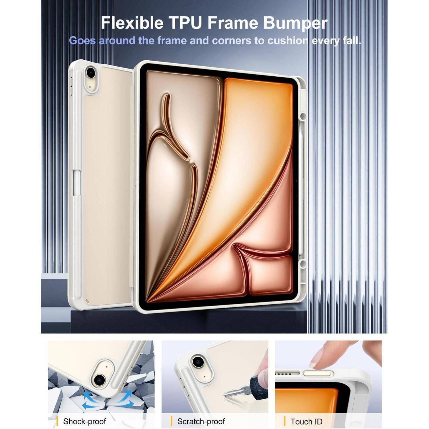 Hülle iPad Air 13 M3 M2 Stifthalter Transparent Auto Schlaf Weiß