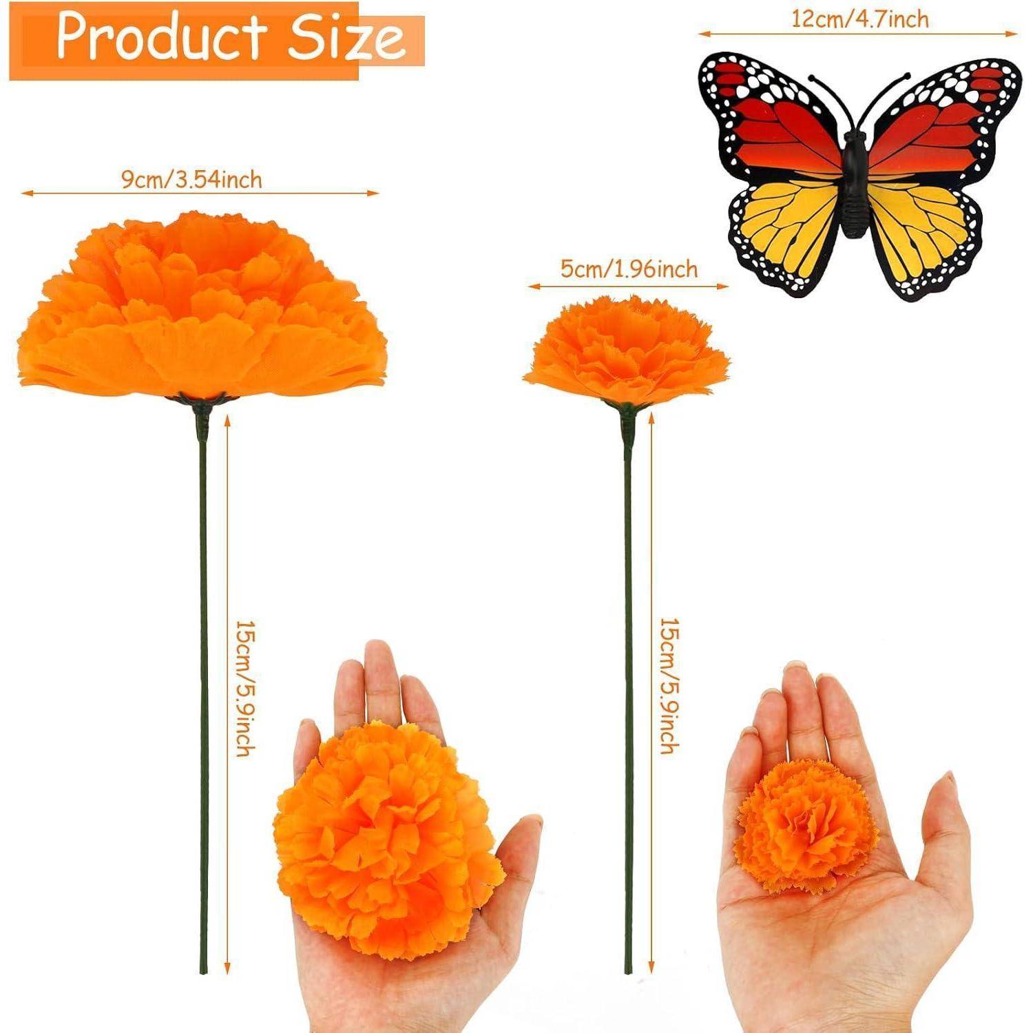 40 Künstliche Ringelblume Dia de Los Muertos Deko Halloween Blumen 3D