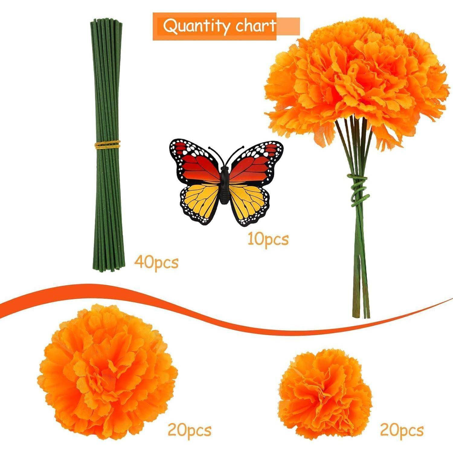 40 Künstliche Ringelblume Dia de Los Muertos Deko Halloween Blumen 3D