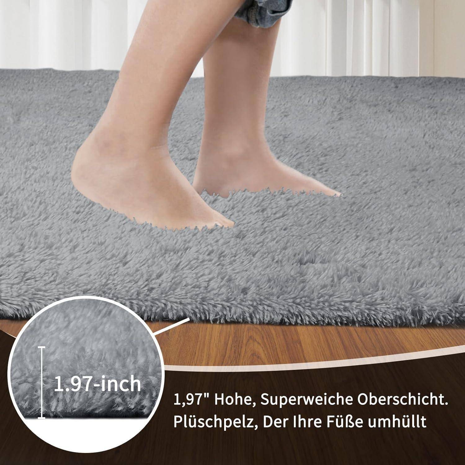 Teppich Hochflor 275x370 Reines Hellgrau 275 x 370 cm Rechteckig