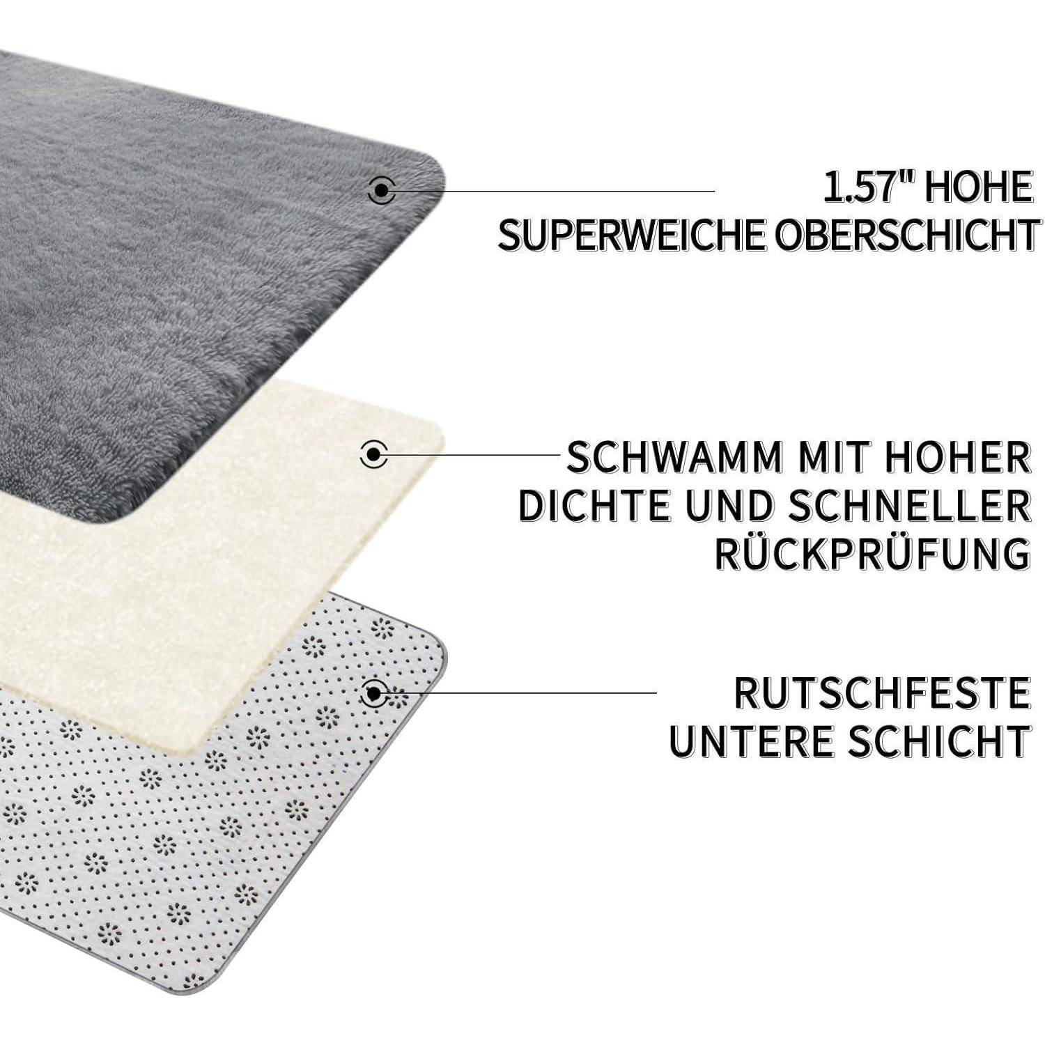 Teppich Hochflor 275x370 Reines Hellgrau 275 x 370 cm Rechteckig