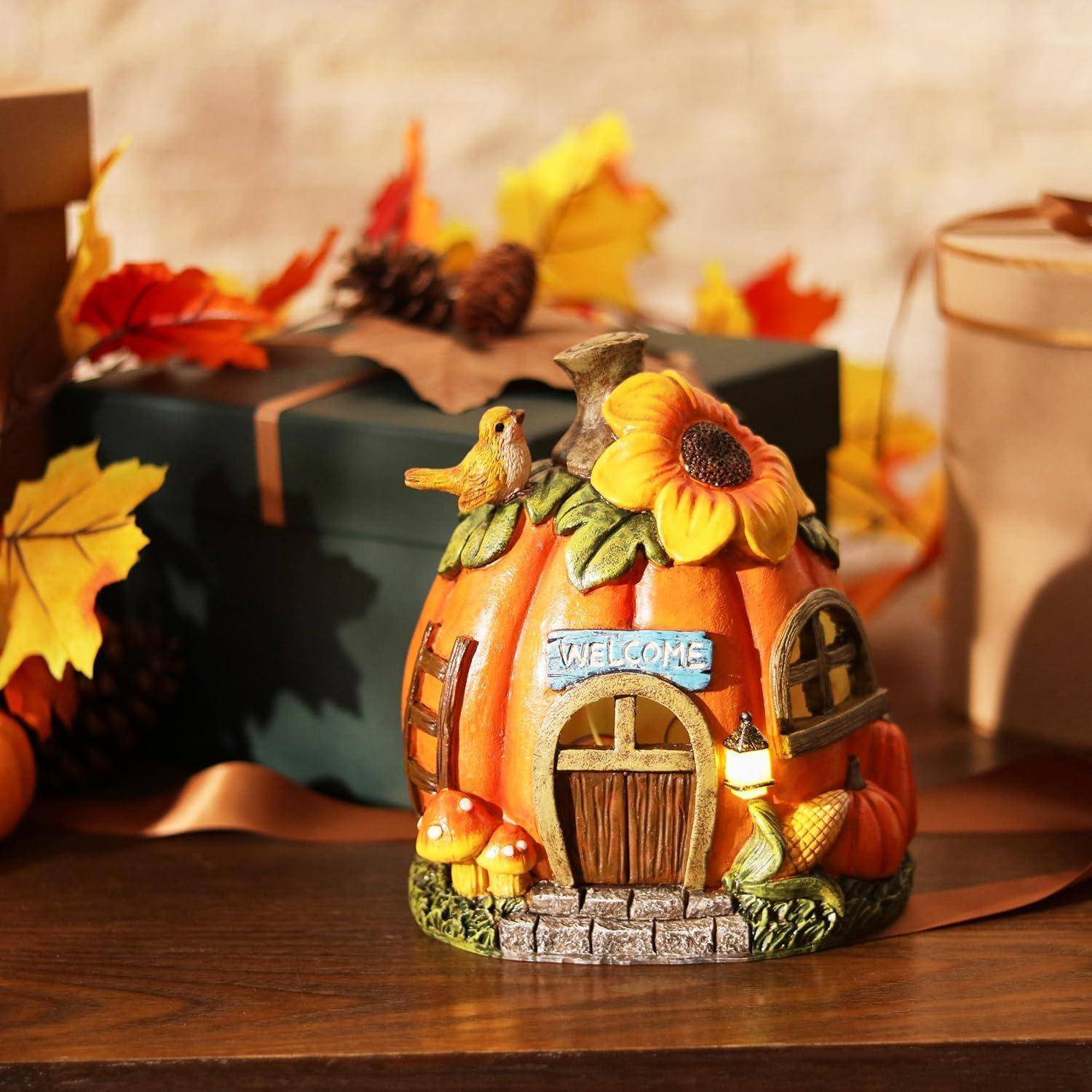 Kürbishaus Solarleuchte Gartendeko Herbstdeko Outdoor M