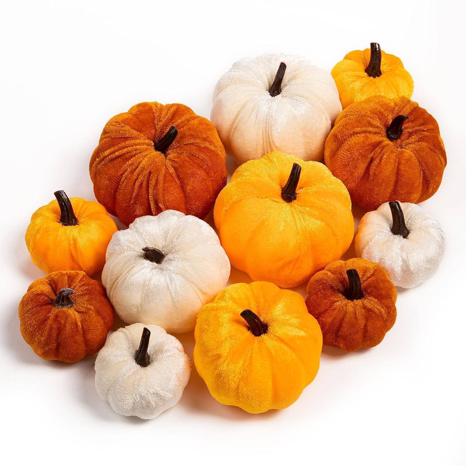 Kürbis Deko Herbst Halloween Mini Künstlich Schaum 12 Orange (Samt)