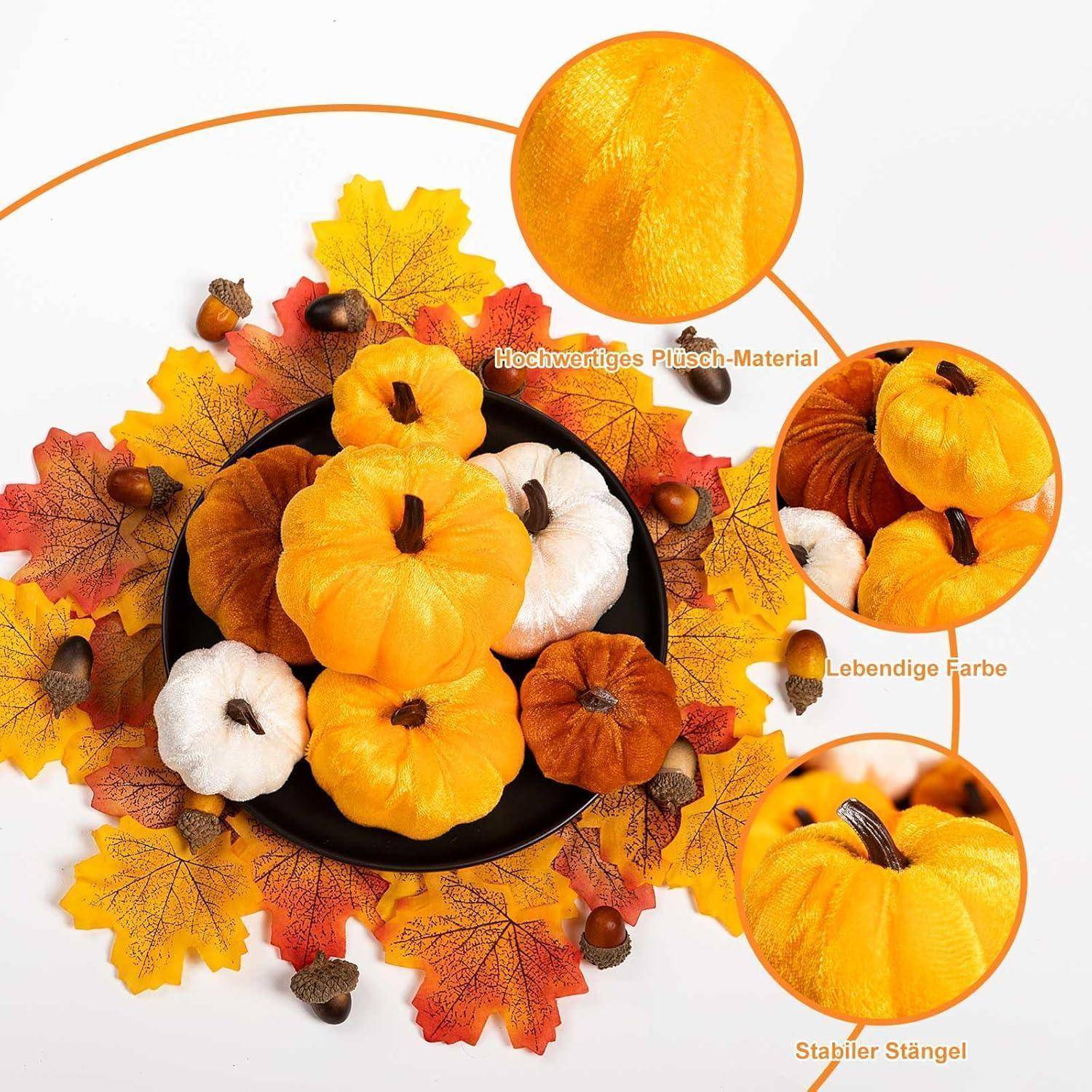 Kürbis Deko Herbst Halloween Mini Künstlich Schaum 12 Orange (Samt)