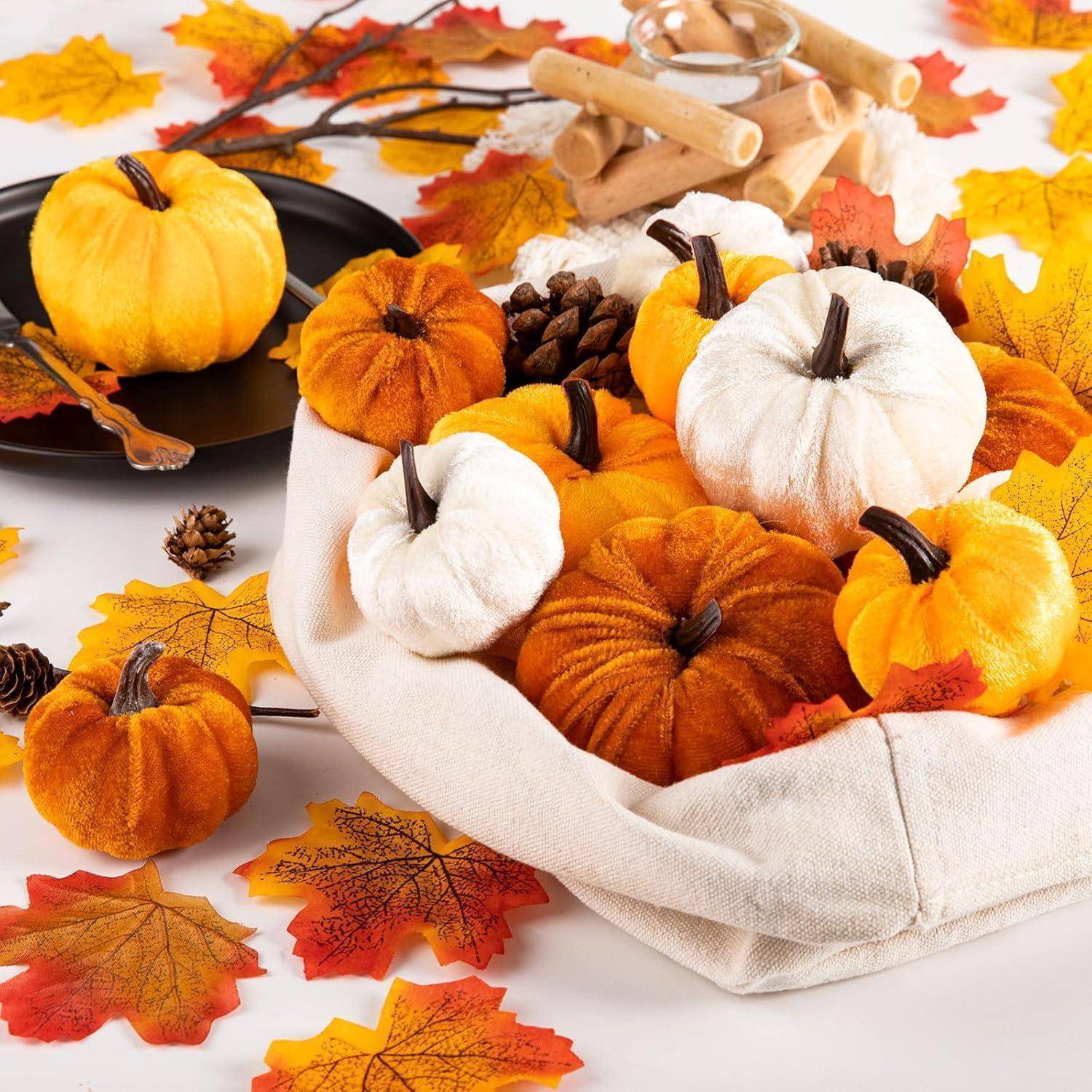 Kürbis Deko Herbst Halloween Mini Künstlich Schaum 12 Orange (Samt)