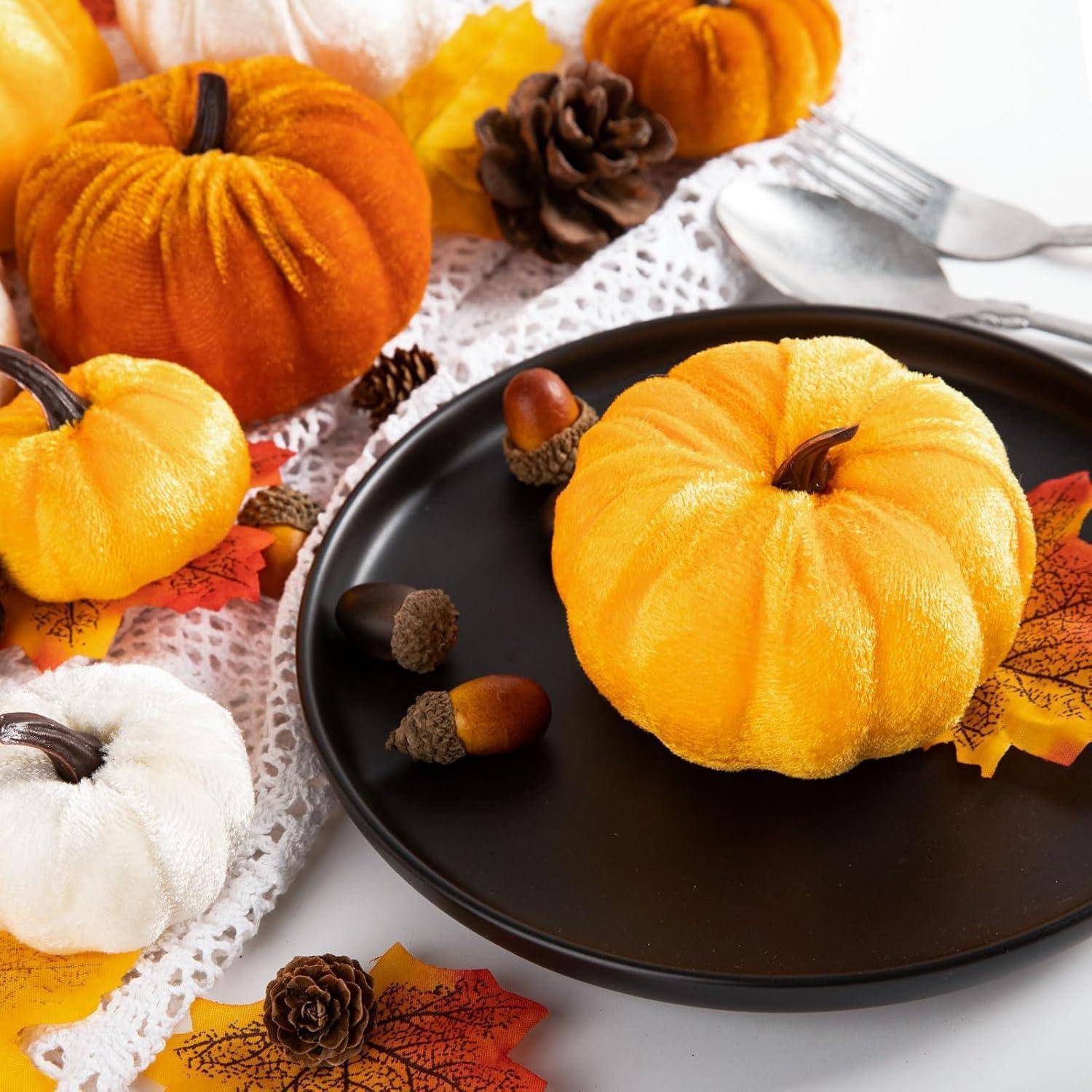 Kürbis Deko Herbst Halloween Mini Künstlich Schaum 12 Orange (Samt)