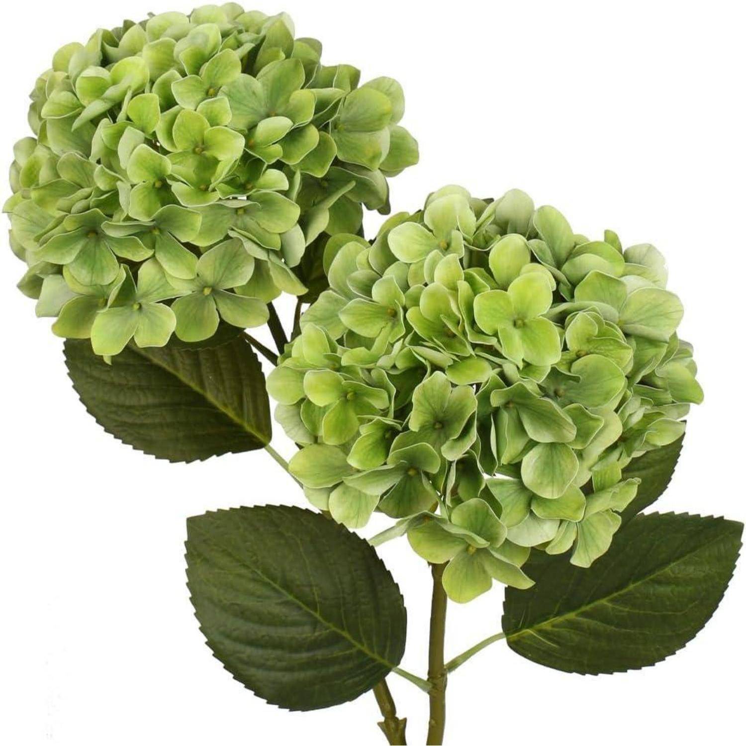 Kunstblumen Hortensien Seidenblumen Kunstzweig Braut Grün 2 PCS
