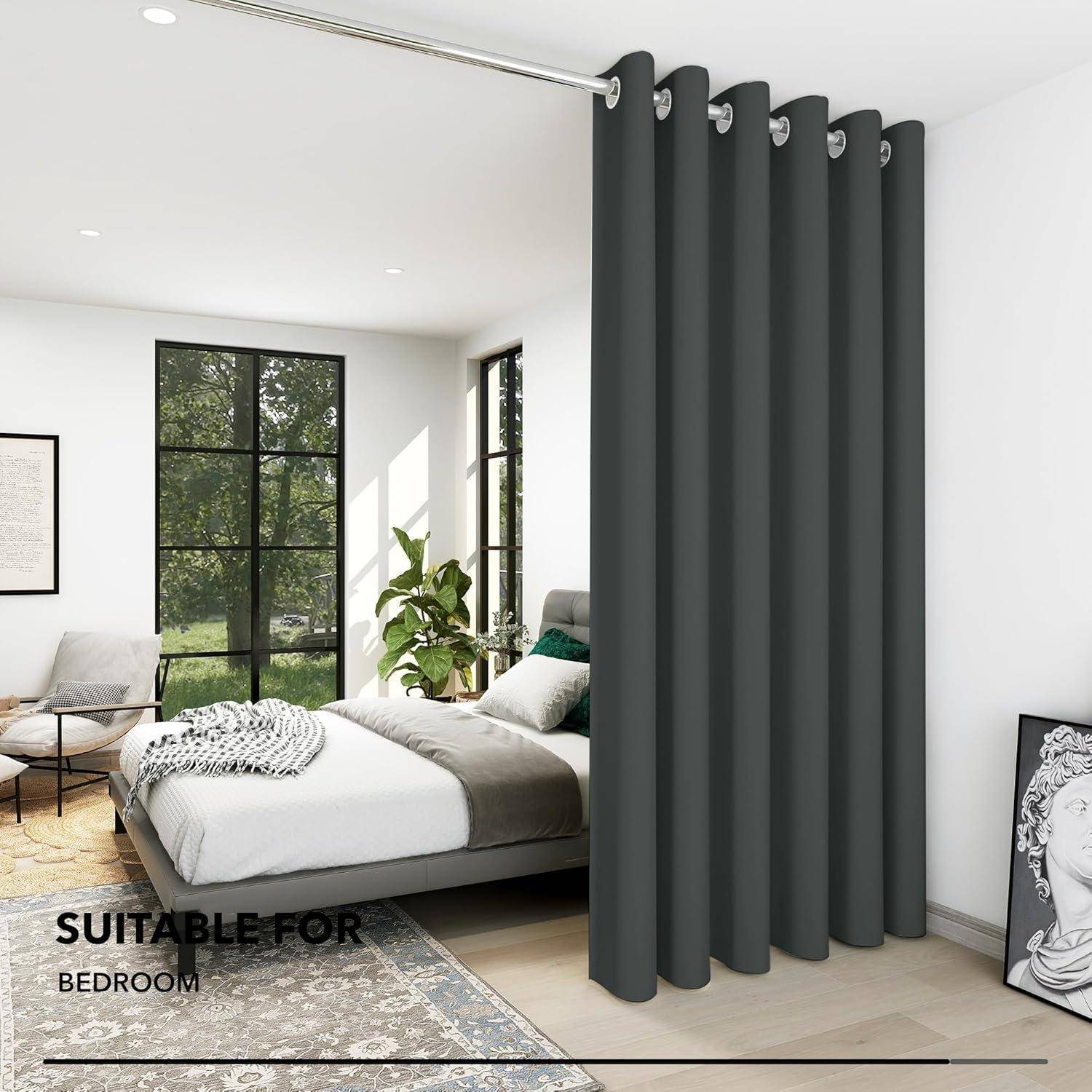 Verdunklungsgardine Blickdicht H270 x B200 cm (1er Pack) Dunkelgrau