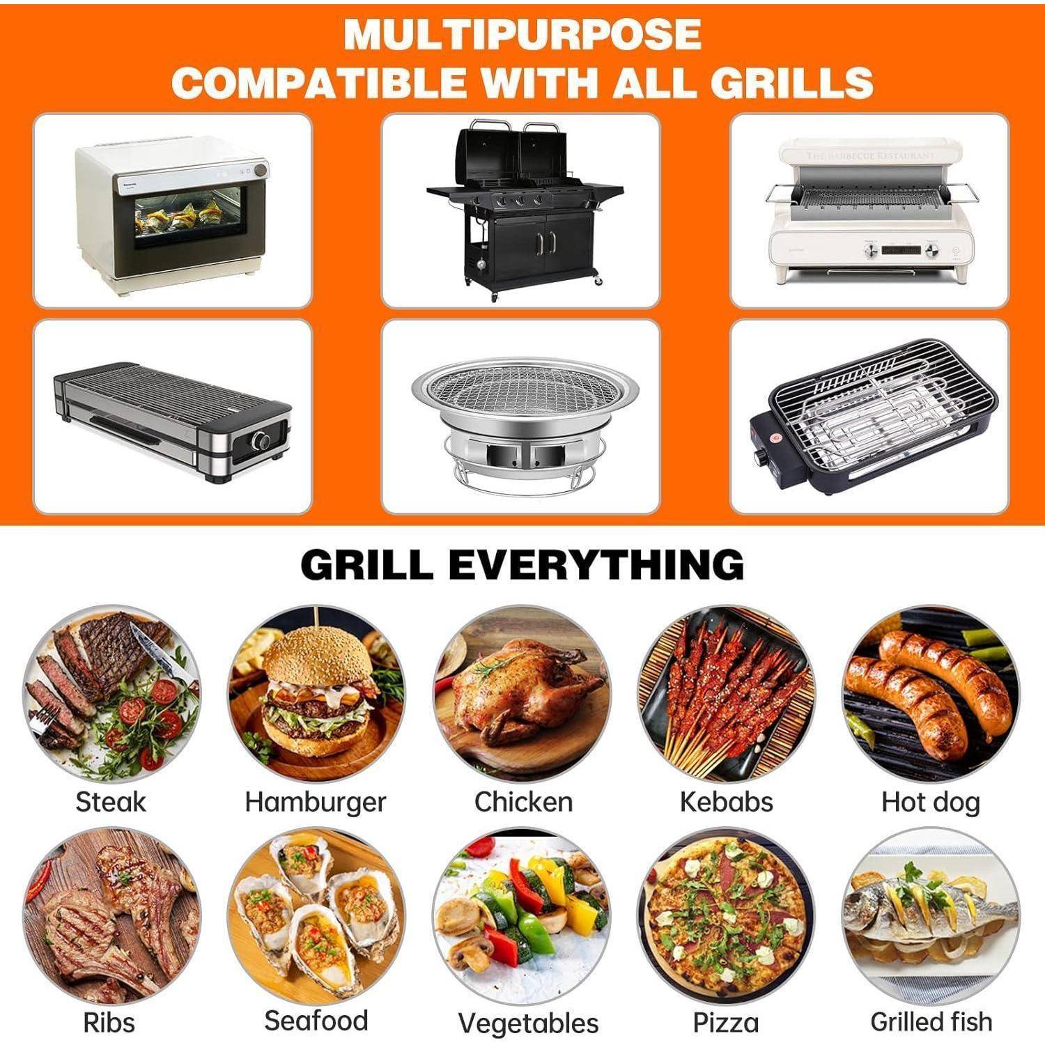 XL Grillmatte für Gasgrill Holzkohle 4er Set 50x40cm Teflon Antihaft