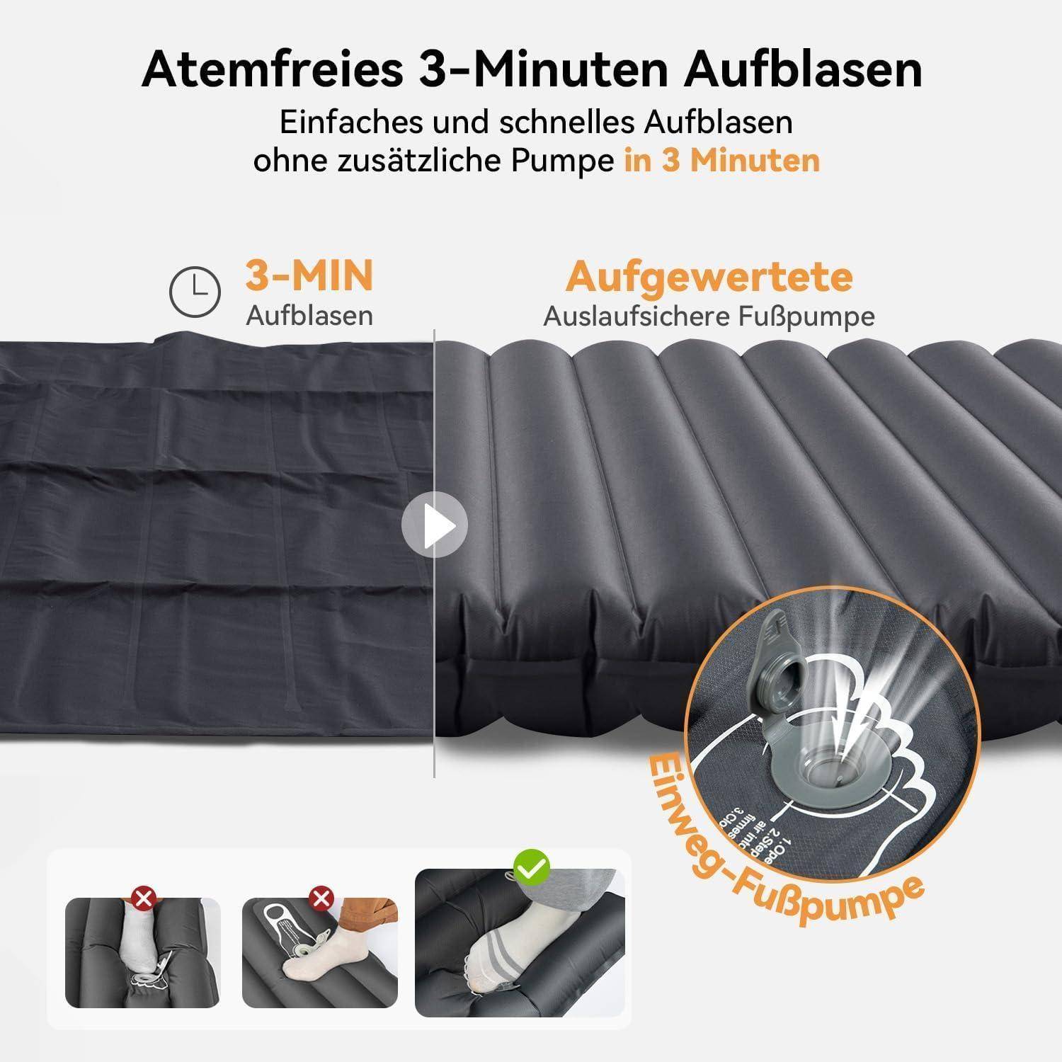 Doppel Isomatte Ultraleicht 10CM Campingmatte für 2