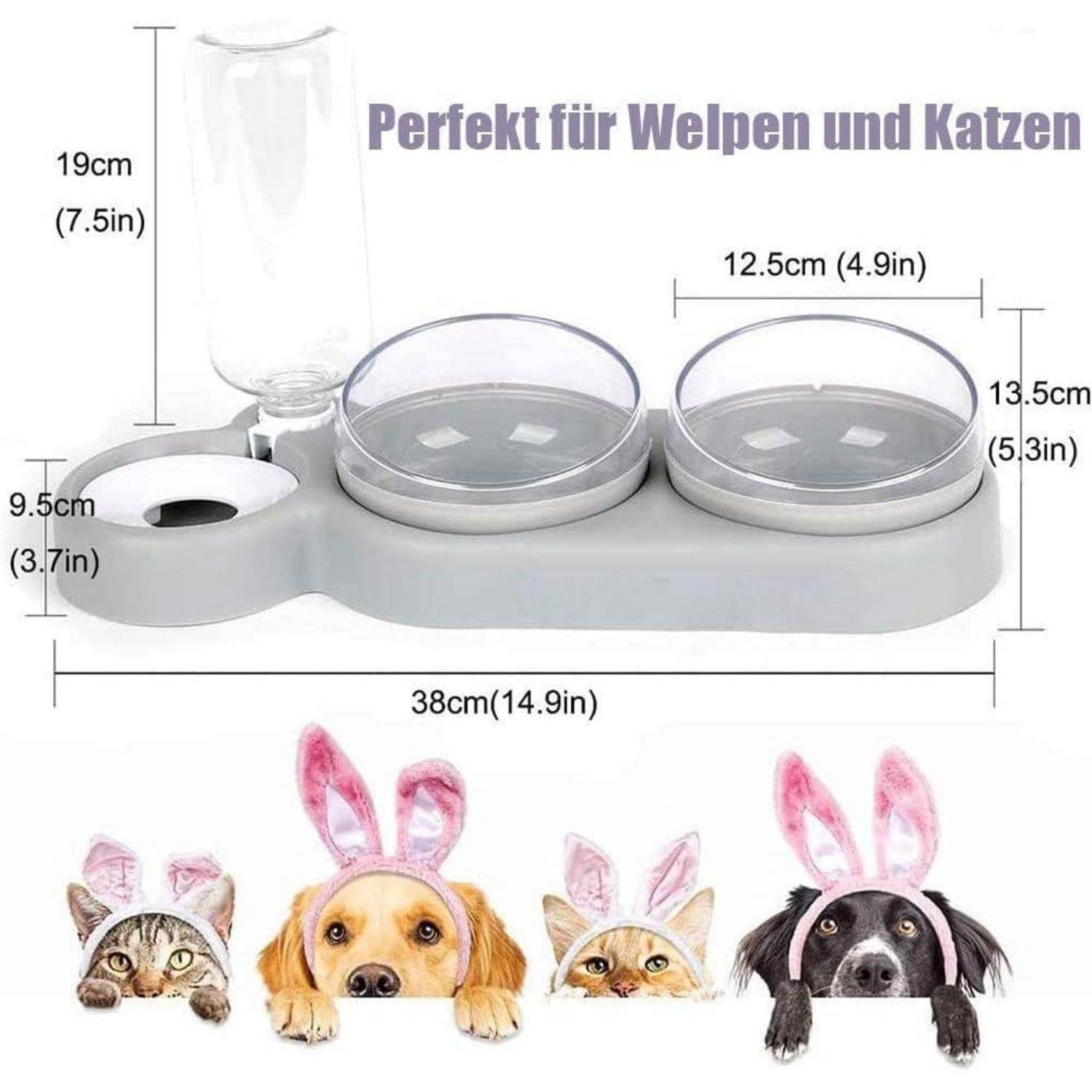 Katzennapf-Set Neigbar Doppelter Futternapf mit Automatischer