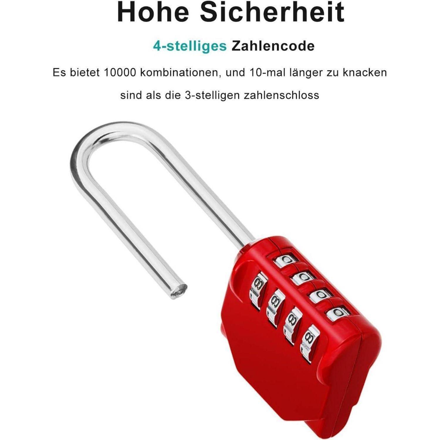 4-stelliges Vorhängeschloss Zahlencode Wetterfest für Fitnessstudio