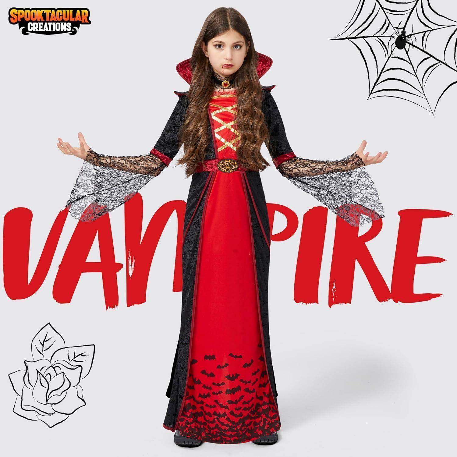 Kostüm Vampirin Mädchen Halloween Set Queen Party X Large 12 14 Jahre