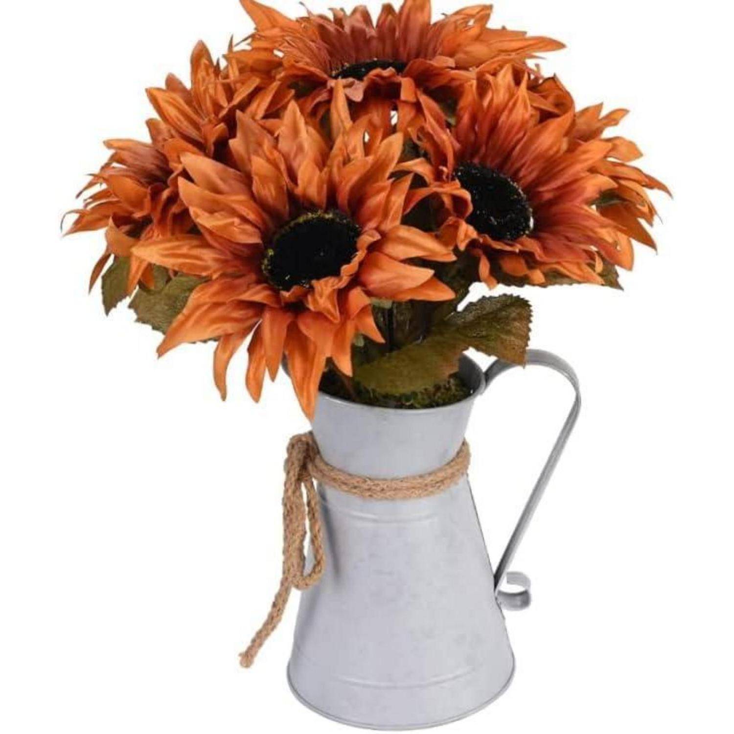 Kunstblumen Herbst 7 Künstliche Blumen Metalltopf Tischdeko
