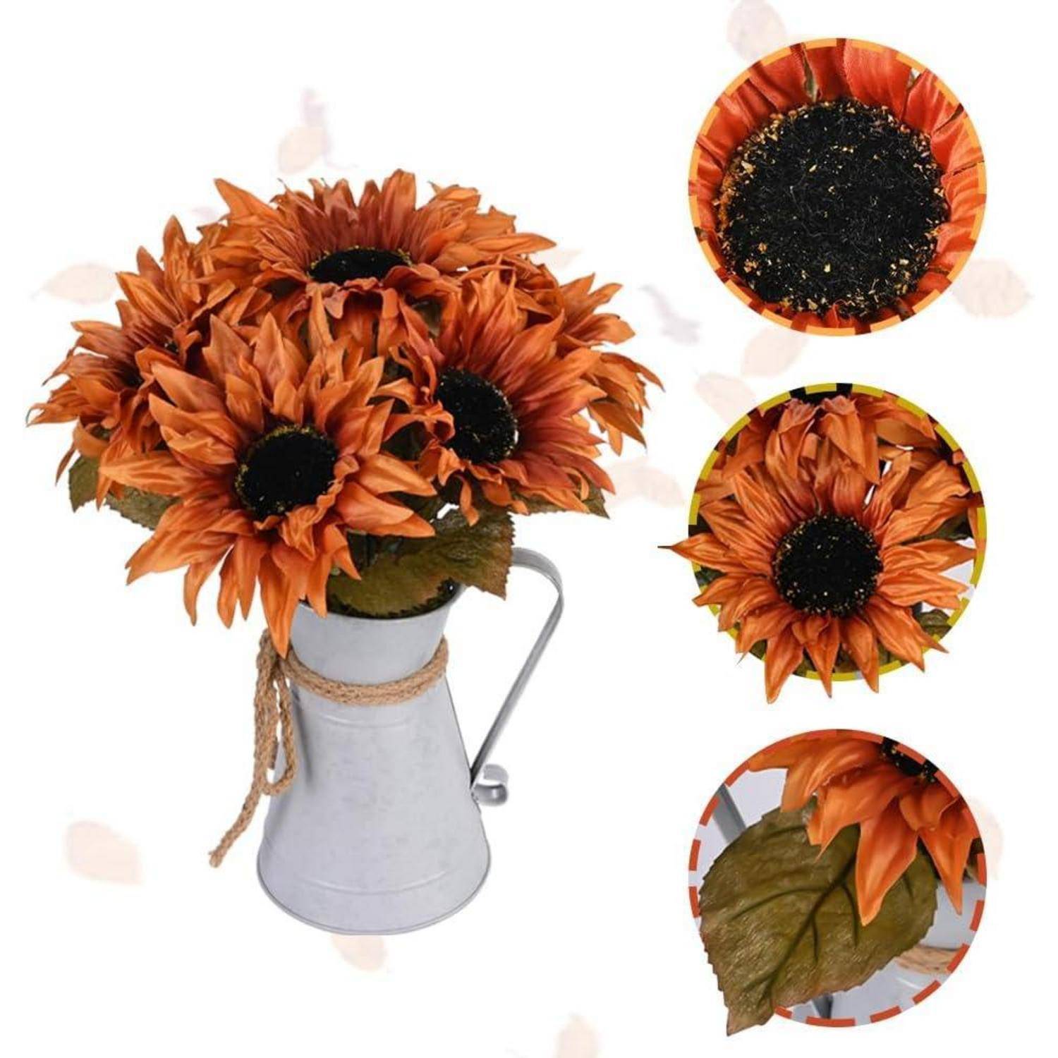 Kunstblumen Herbst 7 Künstliche Blumen Metalltopf Tischdeko